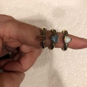 stackable rings, blue, white, & pink stone